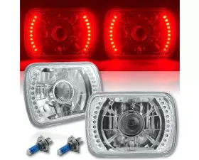 Octane Lighting 7X6 Red LED Halo Projector Halogen Crystal Headlights Angel Eye Light H4 Bulbs