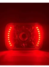 Octane Lighting 7X6 Red LED Halo Projector Halogen Crystal Headlights Angel Eye Light H4 Bulbs                                     - OL-052-P - Image 5