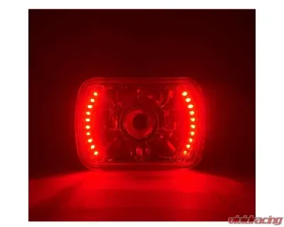 Octane Lighting 7X6 Red LED Halo Projector Halogen Crystal Headlights Angel Eye Light H4 Bulbs - OL-052-P