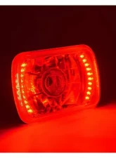 Octane Lighting 7X6 Red LED Halo Projector Halogen Crystal Headlights Angel Eye Light H4 Bulbs                                     - OL-052-P - Image 7