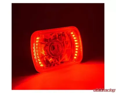 Octane Lighting 7X6 Red LED Halo Projector Halogen Crystal Headlights Angel Eye Light H4 Bulbs - OL-052-P