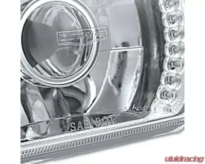 Octane Lighting 7X6 Red LED Halo Projector Halogen Crystal Headlights Angel Eye Light H4 Bulbs - OL-052-P