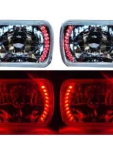 Octane Lighting 7X6 Red LED Halo Halogen Crystal Clear Headlights Angel Eye Light H4 Bulbs Pair                                     - OL-052 - Image 2