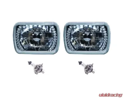 Octane Lighting 7X6 Red LED Halo Halogen Crystal Clear Headlights Angel Eye Light H4 Bulbs Pair - OL-052