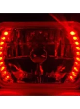 Octane Lighting 7X6 Red LED Halo Halogen Crystal Clear Headlights Angel Eye Light H4 Bulbs Pair                                     - OL-052 - Image 4