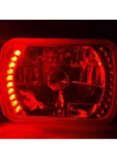 Octane Lighting 7X6 Red LED Halo Halogen Crystal Clear Headlights Angel Eye Light H4 Bulbs Pair                                     - OL-052 - Image 5