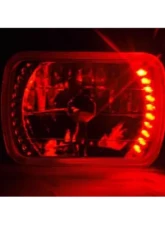 Octane Lighting 7X6 Red LED Halo Halogen Crystal Clear Headlights Angel Eye Light H4 Bulbs Pair                                     - OL-052 - Image 6