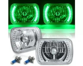 Octane Lighting 7X6 Green LED Halo Halogen Crystal Clear Headlights Angel Eye Light H4 Bulbs Pair