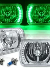 Octane Lighting 7X6 Green LED Halo Halogen Crystal Clear Headlights Angel Eye Light H4 Bulbs Pair                                     - OL-053 - Image 11