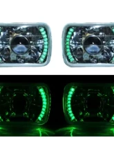 Octane Lighting 7X6 Green LED Halo Projector Halogen Crystal Headlights Angel Eye Light H4 Bulbs                                     - OL-053-P - Image 7