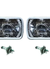 Octane Lighting 7X6 Green LED Halo Projector Halogen Crystal Headlights Angel Eye Light H4 Bulbs                                     - OL-053-P - Image 2