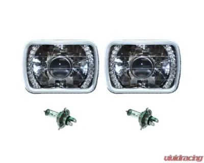 Octane Lighting 7X6 Green LED Halo Projector Halogen Crystal Headlights Angel Eye Light H4 Bulbs - OL-053-P