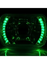 Octane Lighting 7X6 Green LED Halo Projector Halogen Crystal Headlights Angel Eye Light H4 Bulbs                                     - OL-053-P - Image 3