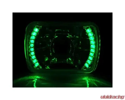 Octane Lighting 7X6 Green LED Halo Projector Halogen Crystal Headlights Angel Eye Light H4 Bulbs - OL-053-P
