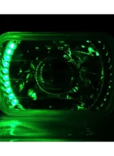Octane Lighting 7X6 Green LED Halo Projector Halogen Crystal Headlights Angel Eye Light H4 Bulbs                                     - OL-053-P - Image 4