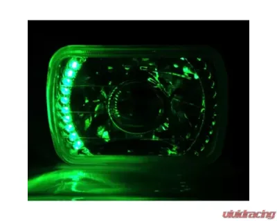 Octane Lighting 7X6 Green LED Halo Projector Halogen Crystal Headlights Angel Eye Light H4 Bulbs - OL-053-P