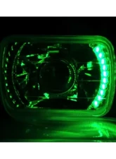 Octane Lighting 7X6 Green LED Halo Projector Halogen Crystal Headlights Angel Eye Light H4 Bulbs                                     - OL-053-P - Image 5