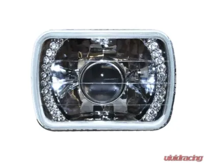 Octane Lighting 7X6 Green LED Halo Projector Halogen Crystal Headlights Angel Eye Light H4 Bulbs - OL-053-P