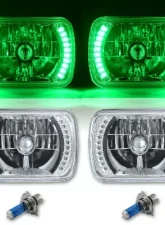 Octane Lighting 7X6 Green LED Halo Halogen Crystal Clear Headlights Angel Eye Light H4 Bulbs Pair                                     - OL-053 - Image 2
