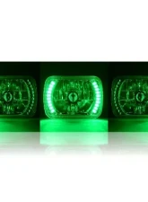 Octane Lighting 7X6 Green LED Halo Halogen Crystal Clear Headlights Angel Eye Light H4 Bulbs Pair                                     - OL-053 - Image 3