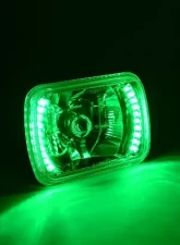 Octane Lighting 7X6 Green LED Halo Halogen Crystal Clear Headlights Angel Eye Light H4 Bulbs Pair                                     - OL-053 - Image 7