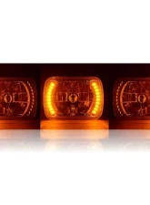 Octane Lighting 7X6 Amber LED Halo Halogen Crystal Clear Headlights Angel Eye Light H4 Bulbs Pair                                     - OL-054 - Image 3
