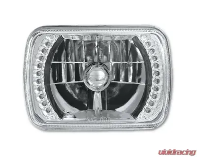 Octane Lighting 7X6 Amber LED Halo Halogen Crystal Clear Headlights Angel Eye Light H4 Bulbs Pair - OL-054
