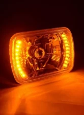 Octane Lighting 7X6 Amber LED Halo Halogen Crystal Clear Headlights Angel Eye Light H4 Bulbs Pair                                     - OL-054 - Image 6