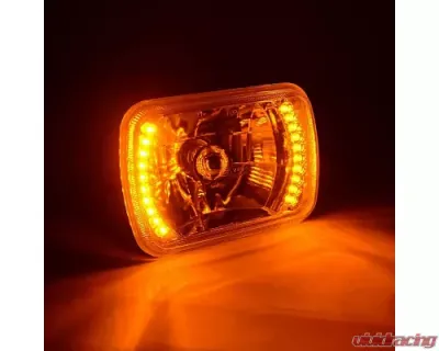 Octane Lighting 7X6 Amber LED Halo Halogen Crystal Clear Headlights Angel Eye Light H4 Bulbs Pair - OL-054