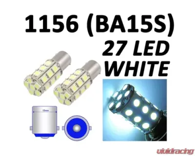 Octane Lighting 27 SMD White LED 12V Park Parking Back Up Tail Light Turn Signal Lamp Bulbs - OL-1156-27-W
