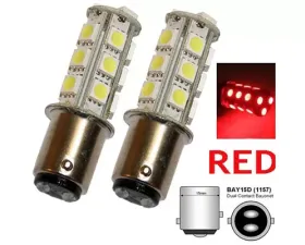 Octane Lighting Red 18 SMD LED 12V Tail Light Rear Brake Stop Turn Signal Lamp Bulbs Pair