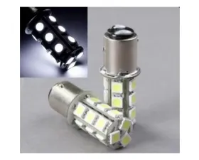 Octane Lighting White LED 12 Volt Tail Light Brake Stop Turn Signal Lamp Bulbs Pair 18 SMD