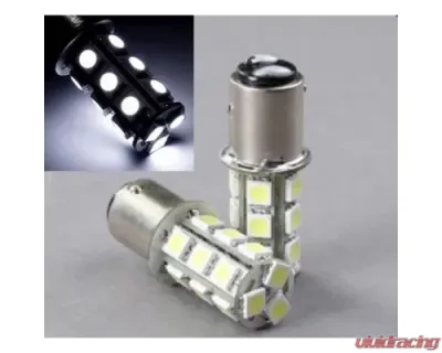Octane Lighting White LED 12 Volt Tail Light Brake Stop Turn Signal Lamp Bulbs Pair 18 SMD - OL-1157-18-W
