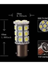 Octane Lighting 27 SMD White LED Tail Light Brake Stop Turn Signal Lamp 12 Volt Bulbs Pair                                     - OL-1157-27-W - Image 2