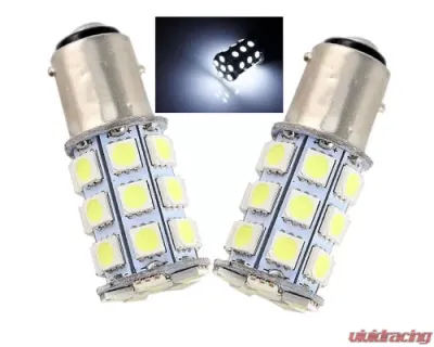 Octane Lighting 27 SMD White LED Tail Light Brake Stop Turn Signal Lamp 12 Volt Bulbs Pair - OL-1157-27-W