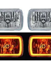Octane Lighting 7X6 Inch Amber SMD LED Glass/Metal Headlight Halogen 6K 60w Light Bulb Headlamp Pair                                     - OL-134-A - Image 12