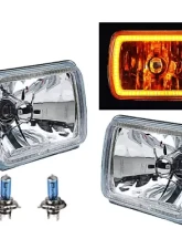 Octane Lighting 7X6 Inch Amber SMD LED Glass/Metal Headlight Halogen 6K 60w Light Bulb Headlamp Pair                                     - OL-134-A - Image 2