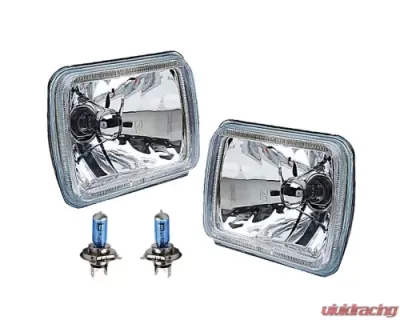 Octane Lighting 7X6 Inch Amber SMD LED Glass/Metal Headlight Halogen 6K 60w Light Bulb Headlamp Pair - OL-134-A