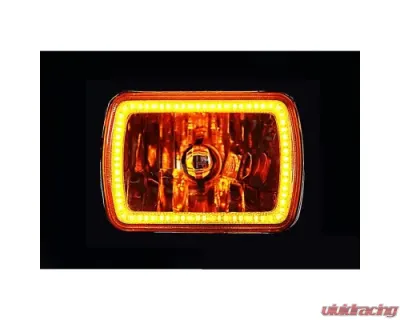 Octane Lighting 7X6 Inch Amber SMD LED Glass/Metal Headlight Halogen 6K 60w Light Bulb Headlamp Pair - OL-134-A