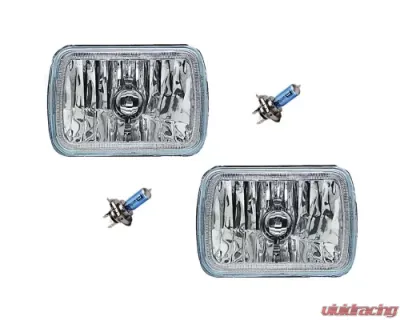 Octane Lighting 7X6 Inch Amber SMD LED Glass/Metal Headlight Halogen 6K 60w Light Bulb Headlamp Pair - OL-134-A