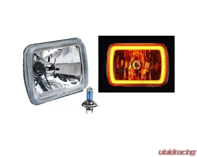 Octane Lighting 7X6 Inch Amber SMD LED Glass/Metal Headlight Halogen 6K 60w Light Bulb Headlamp Pair - OL-134-A