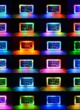 Octane Lighting 7x6 Inch Bluetooth RGB SMD LED Color Chasing Halo Shift Angel H4 Bulb Headlight Pair                                     - OL-134-COL - Image 2