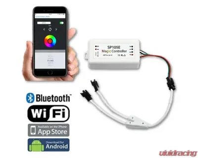 Octane Lighting 7x6 Inch Bluetooth RGB SMD LED Color Chasing Halo Shift Angel H4 Bulb Headlight Pair - OL-134-COL