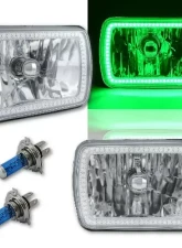 Octane Lighting 7X6 Inch Green SMD LED Halo Angel Eye Clear Headlight 55/60W Halogen Light Bulb Pair                                     - OL-134-G - Image 2
