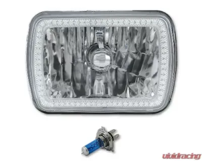 Octane Lighting 7X6 Inch Green SMD LED Halo Angel Eye Clear Headlight 55/60W Halogen Light Bulb Pair - OL-134-G