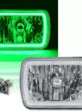 Octane Lighting 7X6 Inch Green SMD LED Halo Angel Eye Clear Headlight 55/60W Halogen Light Bulb Pair                                     - OL-134-G - Image 12