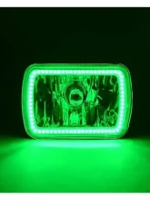 Octane Lighting 7X6 Inch Green SMD LED Halo Angel Eye Clear Headlight 55/60W Halogen Light Bulb Pair                                     - OL-134-G - Image 4