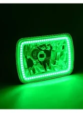 Octane Lighting 7X6 Inch Green SMD LED Halo Angel Eye Clear Headlight 55/60W Halogen Light Bulb Pair                                     - OL-134-G - Image 6