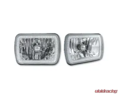Octane Lighting 7X6 Inch Green SMD LED Halo Angel Eye Clear Headlight 55/60W Halogen Light Bulb Pair - OL-134-G