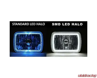 Octane Lighting 7X6 Inch Green SMD LED Halo Angel Eye Clear Headlight 55/60W Halogen Light Bulb Pair - OL-134-G